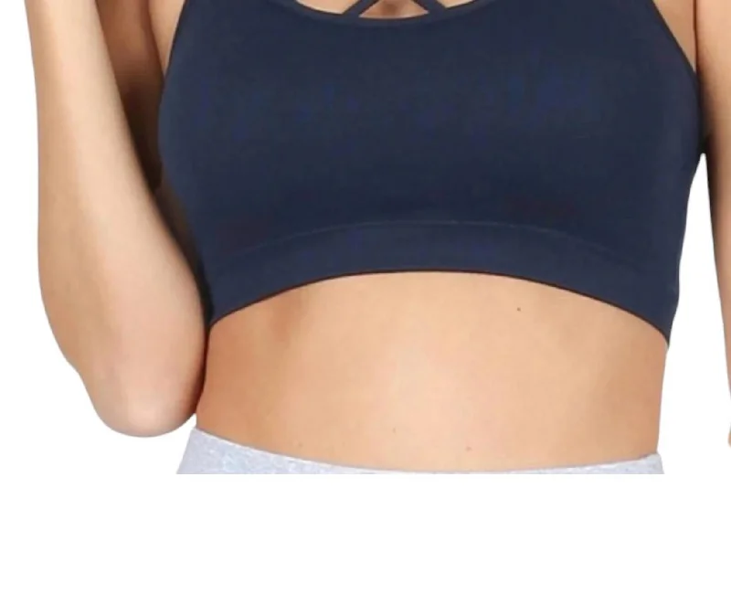 Strappy Seamless Bralette In Navy