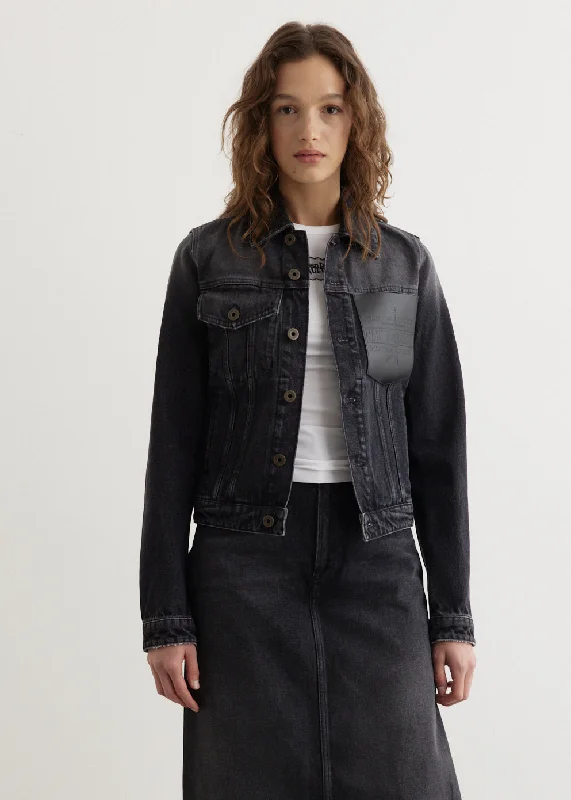 Denim Jacket With Leather Pocket