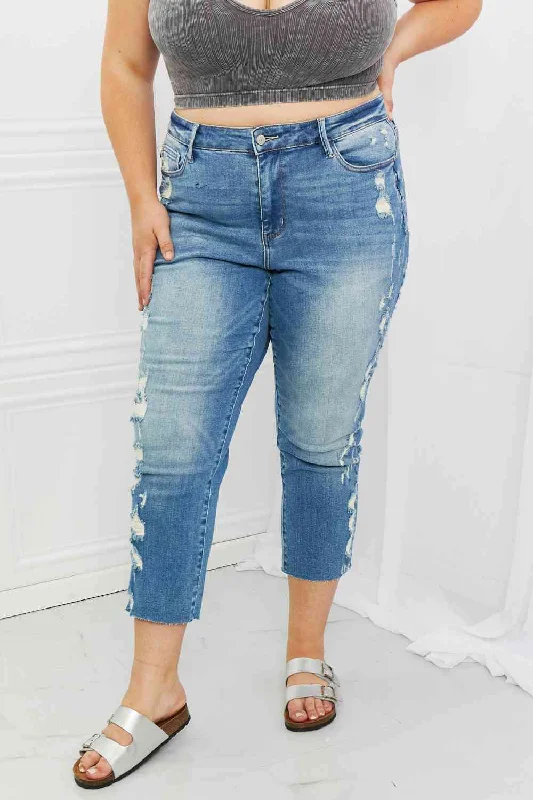 Judy Blue Laila Full Size Straight Leg Distressed Jeans