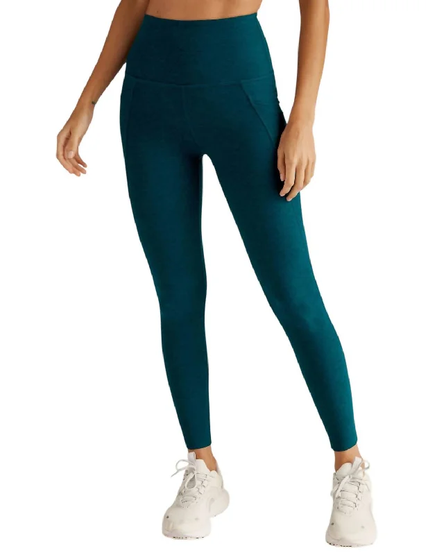 Spacedye Out Of Pocket High Waisted Midi Legging In Majestic Blue Heather