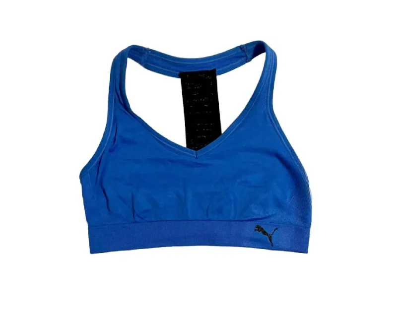 Women's Racer Back Low Logo Sports Bra In Blue