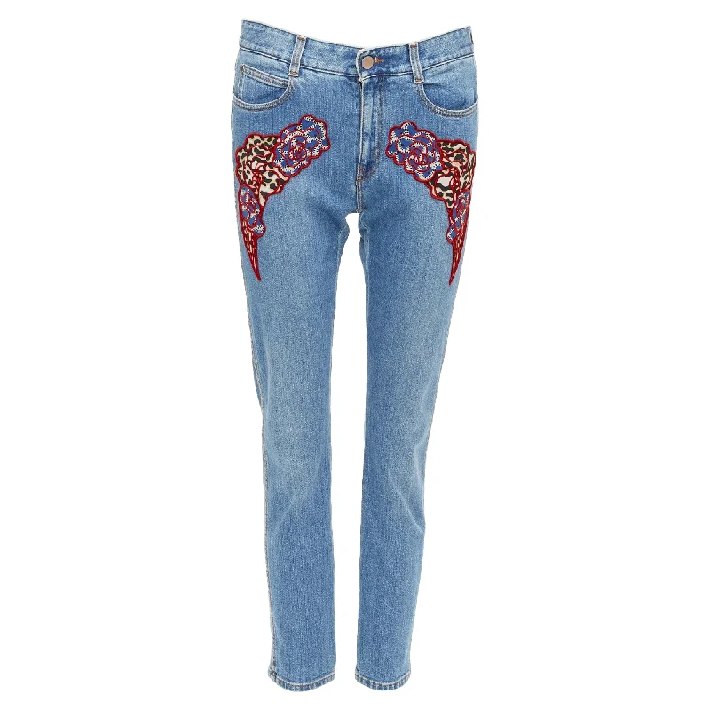 Stella Mccartney Floral Leopard Applique Patch Jeans