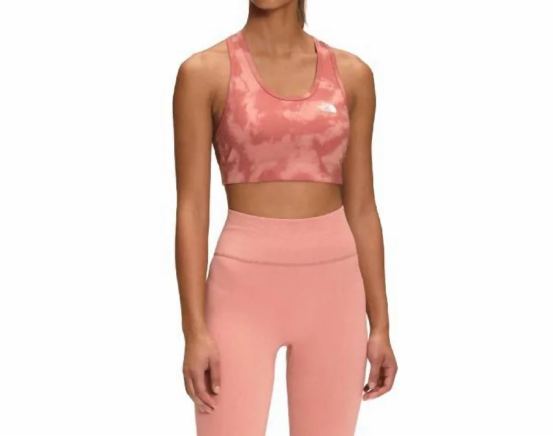 Women's Printed Midline Sport Bra In Rose Dawn Retro Dye Print