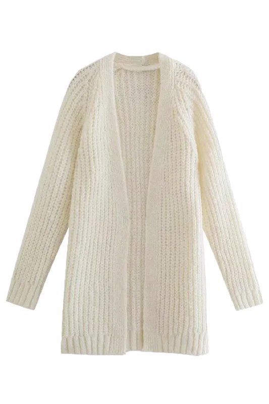 'Windy' Open Front Long Knitted Cardigan