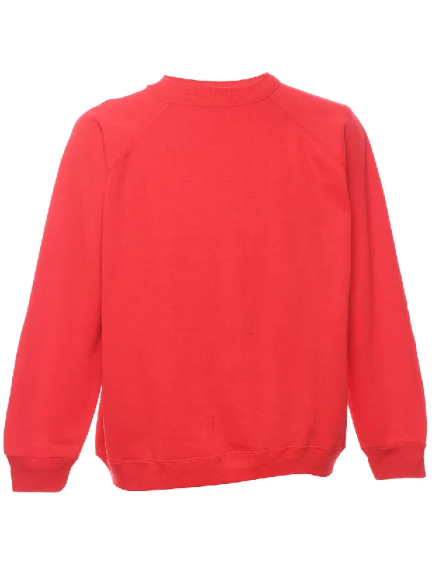 Red Plain Sweatshirt - L Preppy Women's College