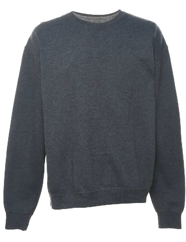 Dark Grey Plain Sweatshirt - L Dapper Women's Bow - adorned