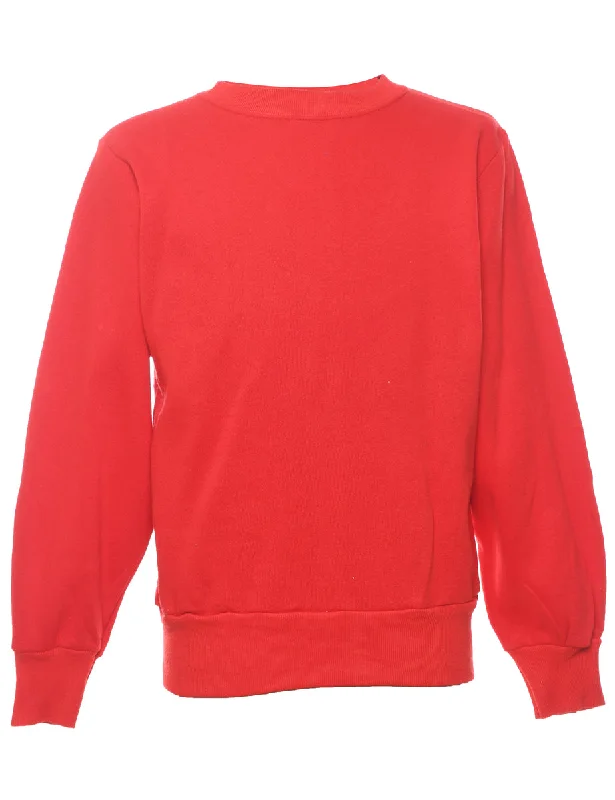 Red Plain Sweatshirt - M Minimalist Women's Casual