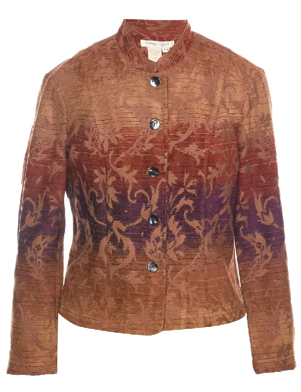 Button Front Tapestry Jacket - M Classic Women's Pin - striped