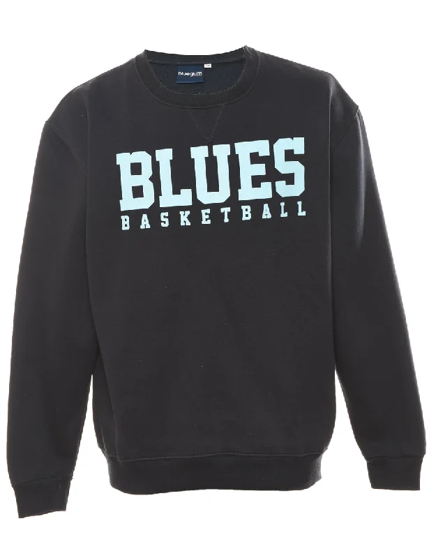 Basketball Blues Navy & Light Blue Printed Sweatshirt - M Geometric