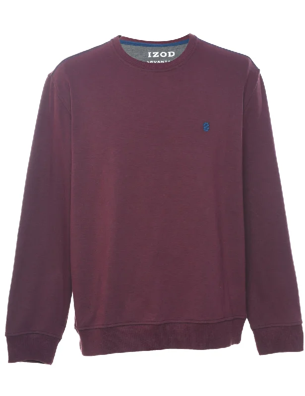 Izod Plain Maroon Sweatshirt - L Cozy Women's Sherpa - lined
