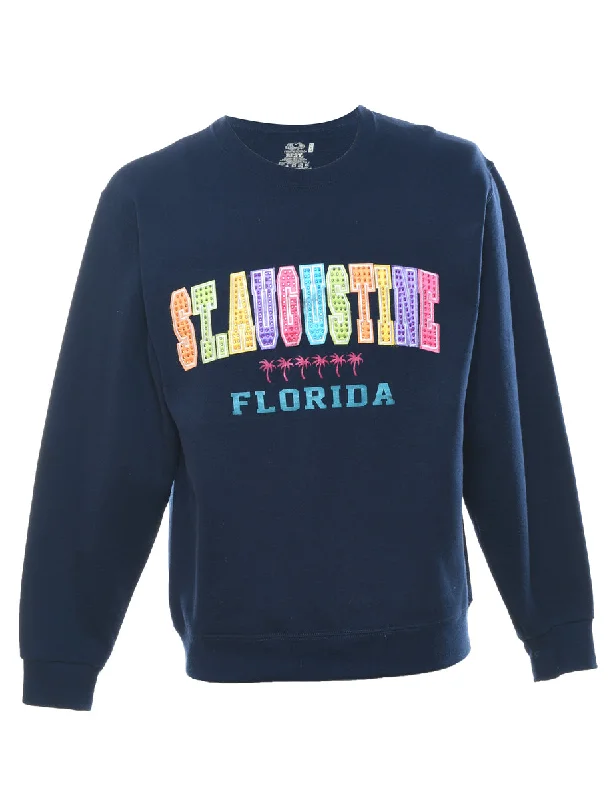 St Augustine Florida Embellished Sweatshirt - M Relaxed Women's Beachy