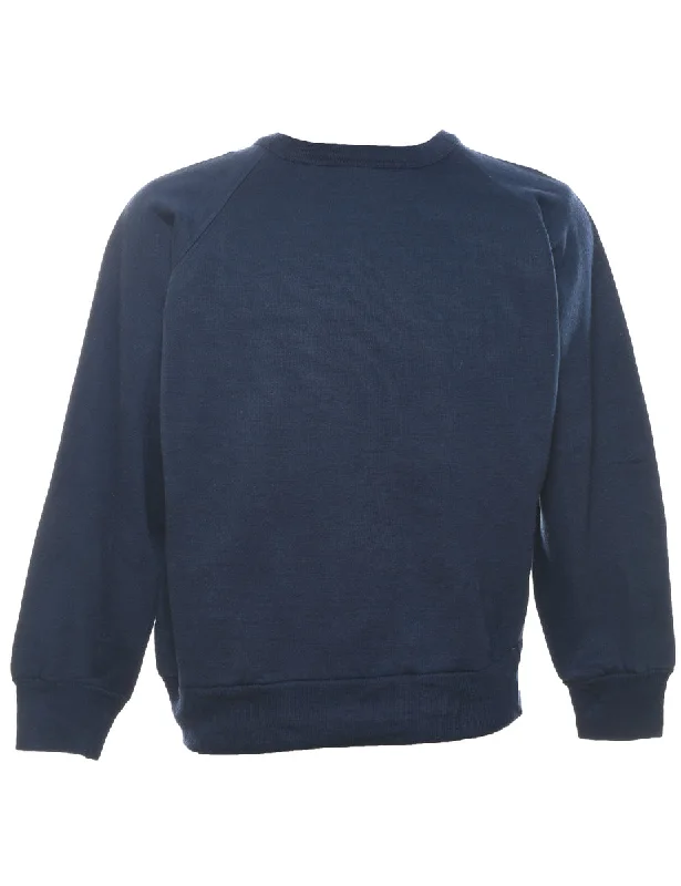 Navy Plain Sweatshirt - M Hip Women's Retro