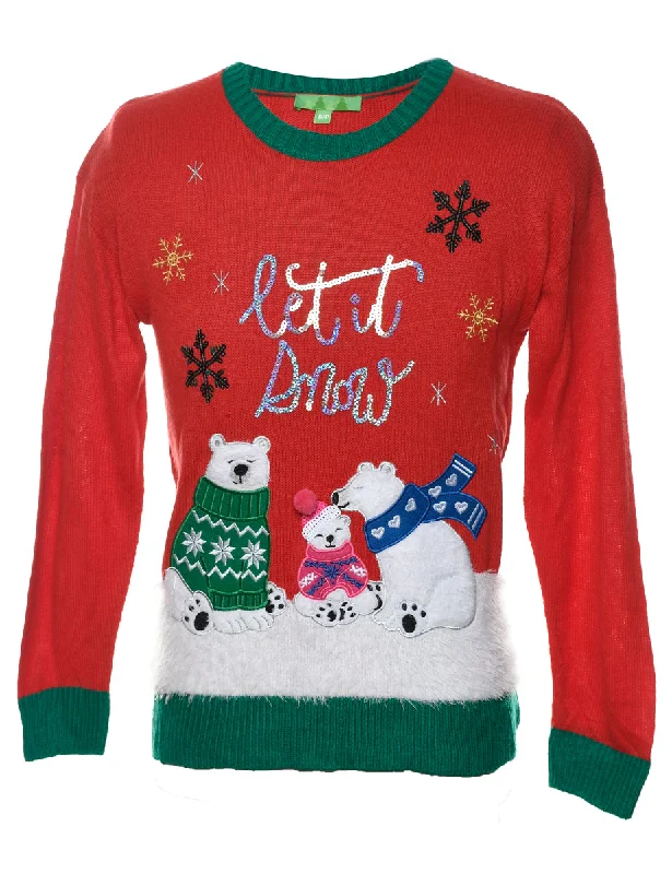 Polar Bear Design Christmas Jumper - S Cashmere