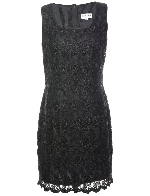 Black Classic Lace Evening Dress - M Street