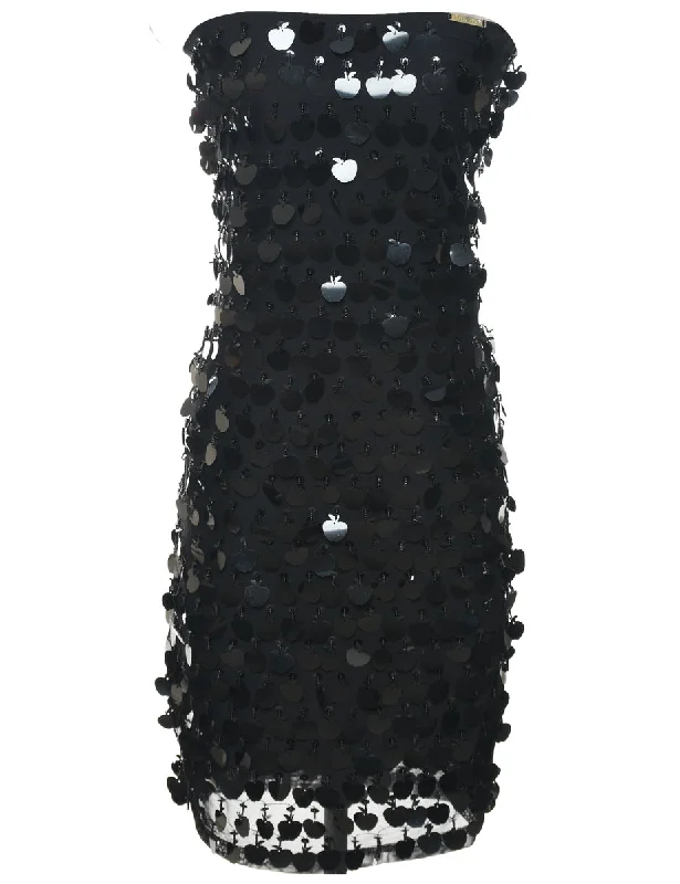 Strapless Black Sequined Evening Dress - M Adventure