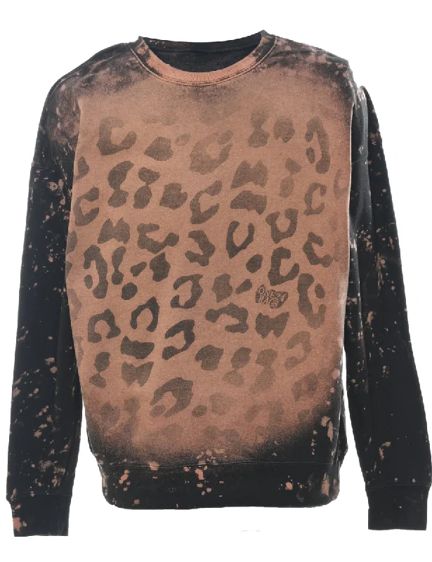 Classic 1990s Leopard Print Sweatshirt  - M Confident Women's High - fashion