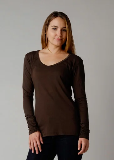 Brooklyn Denim Co. Organic Cotton Swoop Neck Long Sleeve Athletic Women's 