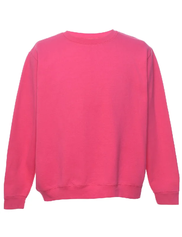 Pink Plain Sweatshirt - XL Laid - back Women's Style