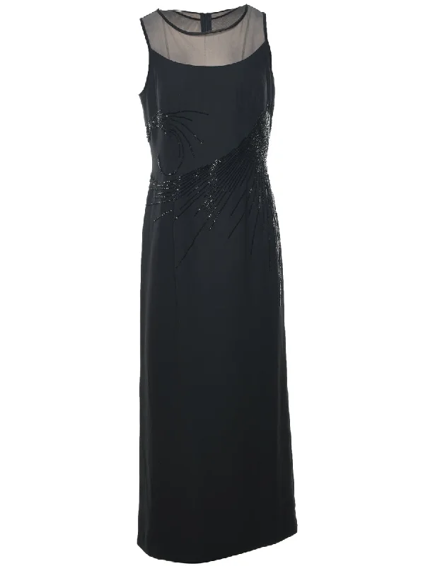 Beaded Black Sparkly Evening Dress - L Gym